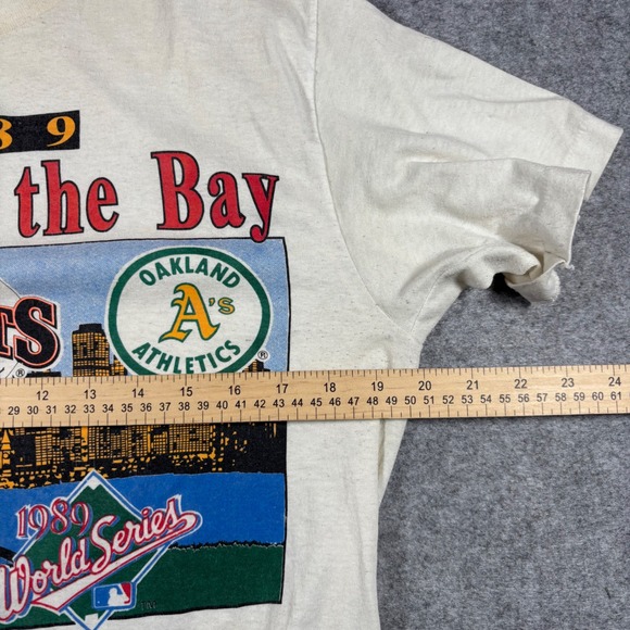 Vintage 1989 World Series Battle of the Bay Giants vs Athletics Shirt Mens L - Picture 4 of 8